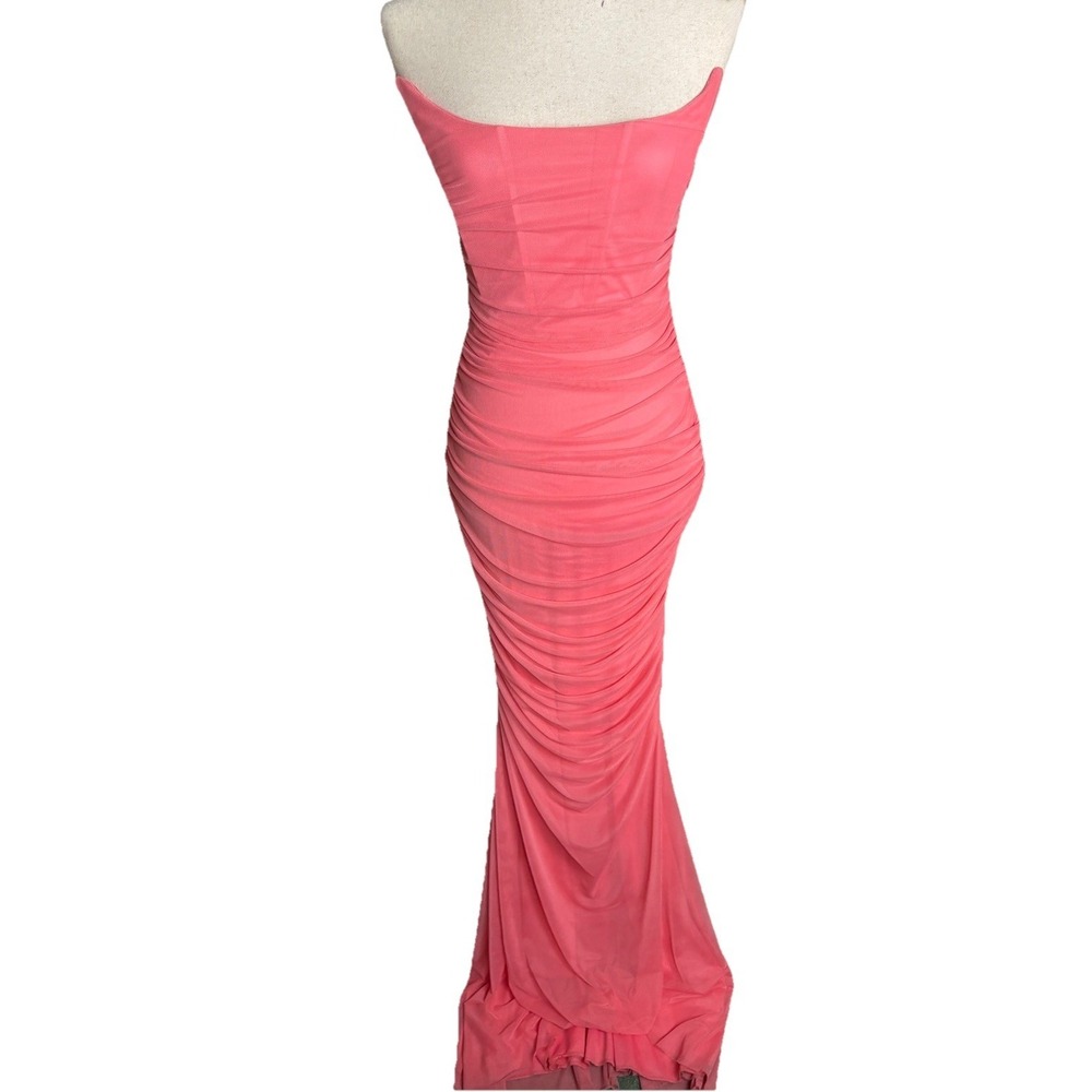 Windsor Mesh Mermaid Maxi Dress Ruched Womens Small‎ Coral 90s Y2K Fairy